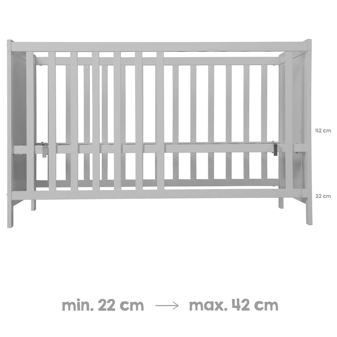 Möbelset 'Hamburg' - Baby- & Beistellbett 60x120 + Wickelkommode - Taupe – Infografik (10/16)