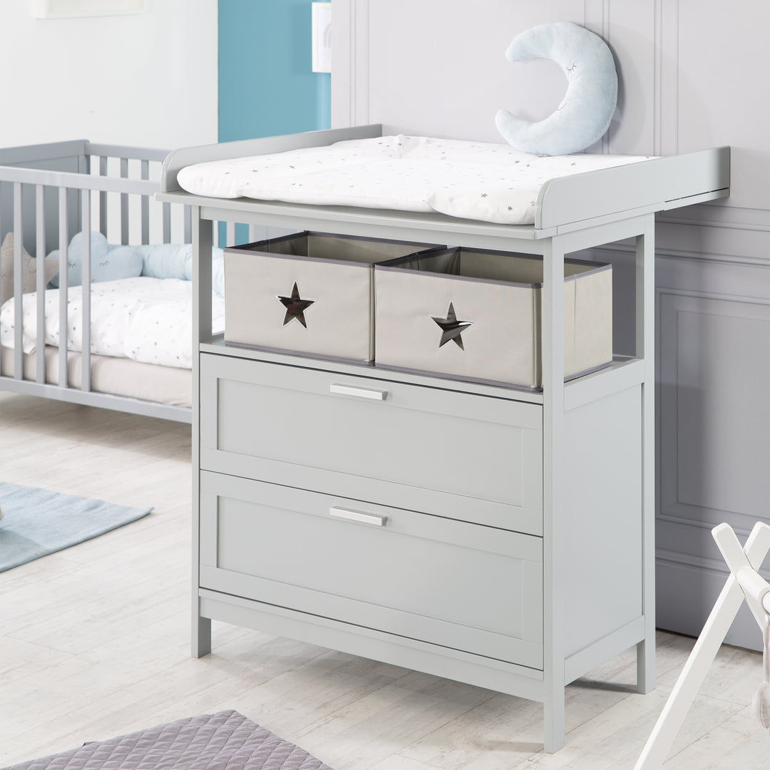 Möbelset 'Hamburg' - Baby- & Beistellbett 60x120 + Wickelkommode - Taupe – Detailbild (14/16)
