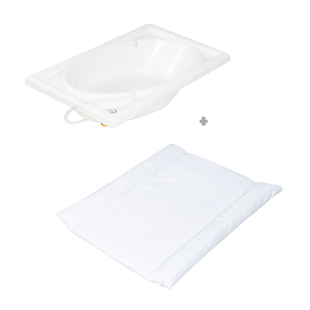 Bath-And-Change Combo 'Baby Pool', Klappbarer Table with Tub, Wood Natural, Changing Pad White – Cutout (5/9)
