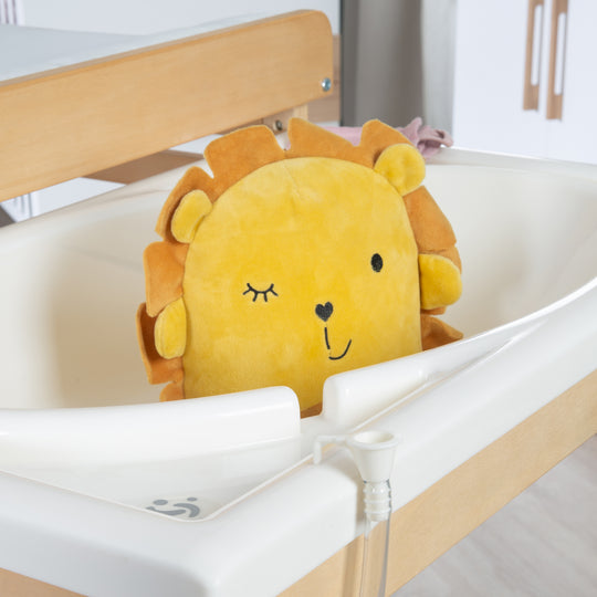 Bath-And-Change Combo 'Baby Pool', Ausziehbar Table with Bathtub, Wood Natural, Pad White – Detail Image (10/13)