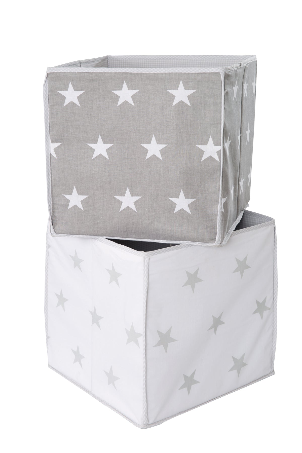 Scatola portaoggetti 'Little Stars', tela-Box per giocattolo, decorativo, grigio con bianco stella – Ritaglio (1/2)