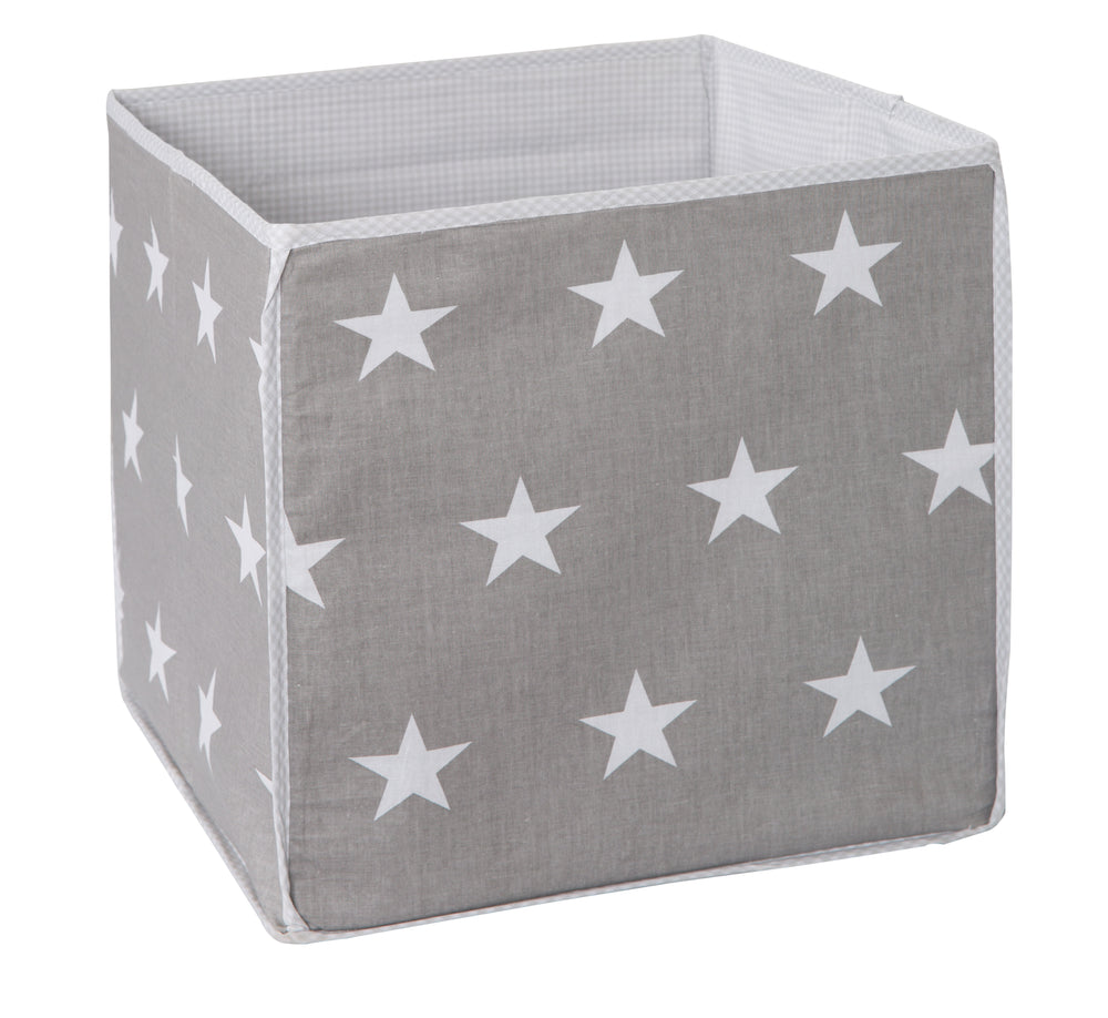 Aufbewahrungsbox 'Little Stars', Canvas-Box für Spielzeug, Deko, grau mit weißen Sternen – Freisteller (2/2)
