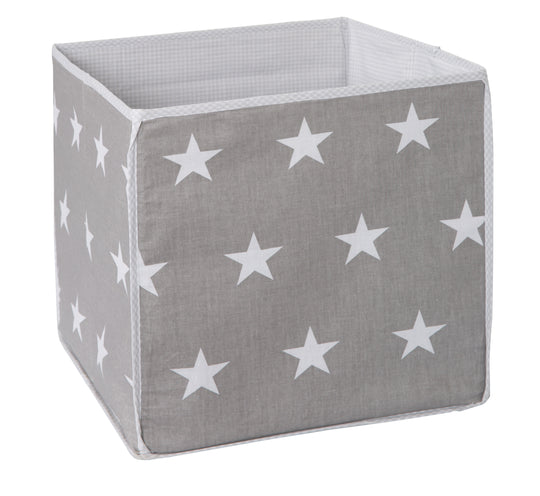 Aufbewahrungsbox 'Little Stars', Canvas-Box für Spielzeug, Deko, grau mit weißen Sternen – Freisteller (2/2)