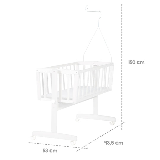 Complete Cradle Set 'Fox & Bunny', 40 x 90 cm, White, with Locking Function, incl. Accessories/Equipment – Infographic (5/9)