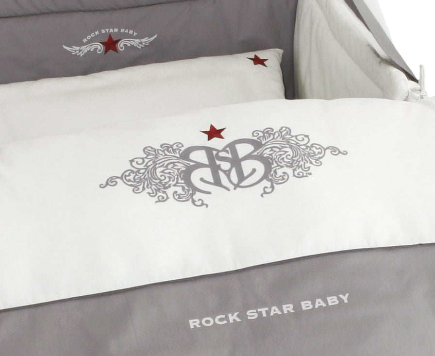 Set biancheria per lettino 'Rock Star Neonato 1', 4pezzi, set letto con biancheria da letto 100 x 135 cm, riduttore paracolpi & baldacchino – Foto di dettaglio (4/4)