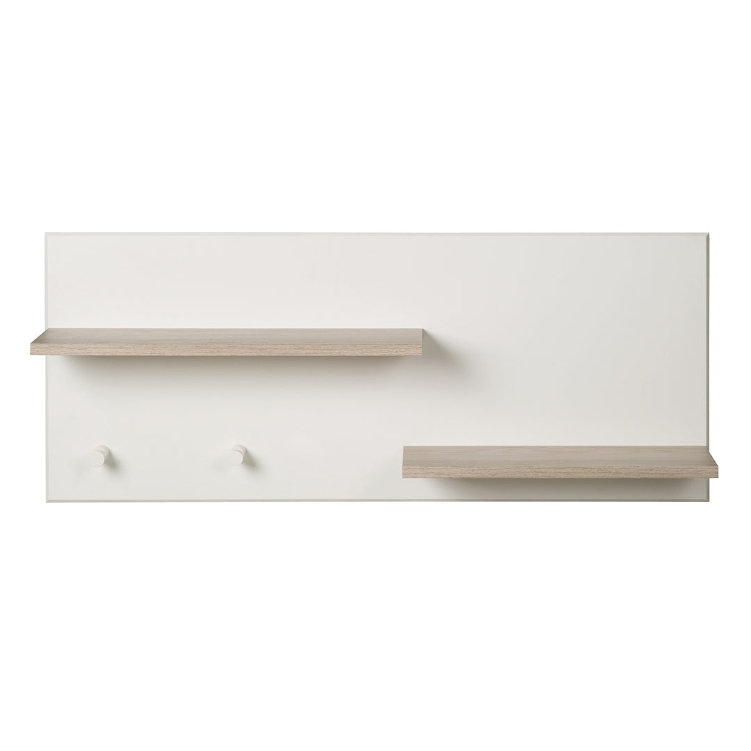 Wall Shelf 'Felicia', Wall Board Over Changing Table, 2 Ablagen, 2 Hooks, White/ Luna Elm – Cutout (3/4)