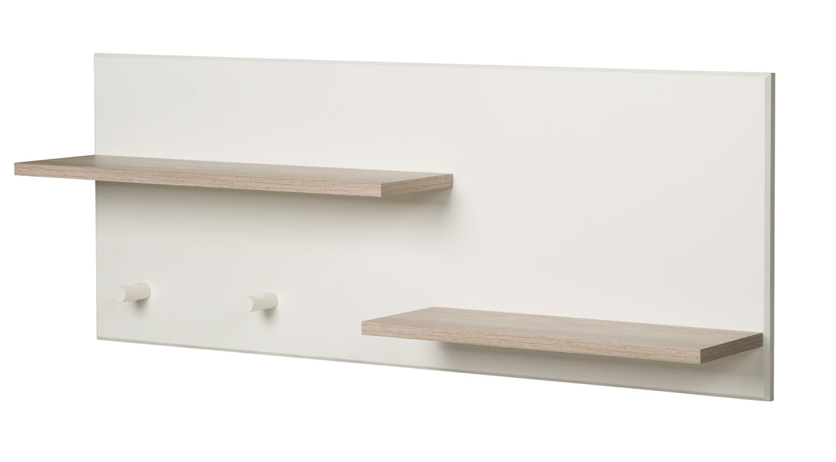 Wall Shelf 'Felicia', Wall Board Over Changing Table, 2 Ablagen, 2 Hooks, White/ Luna Elm – Cutout (1/4)