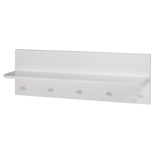 Wandgarderobe lichtgrau, für Baby- & Kinderzimmer, inkl. 1 Ablage & 5 Haken – Freisteller (1/5)