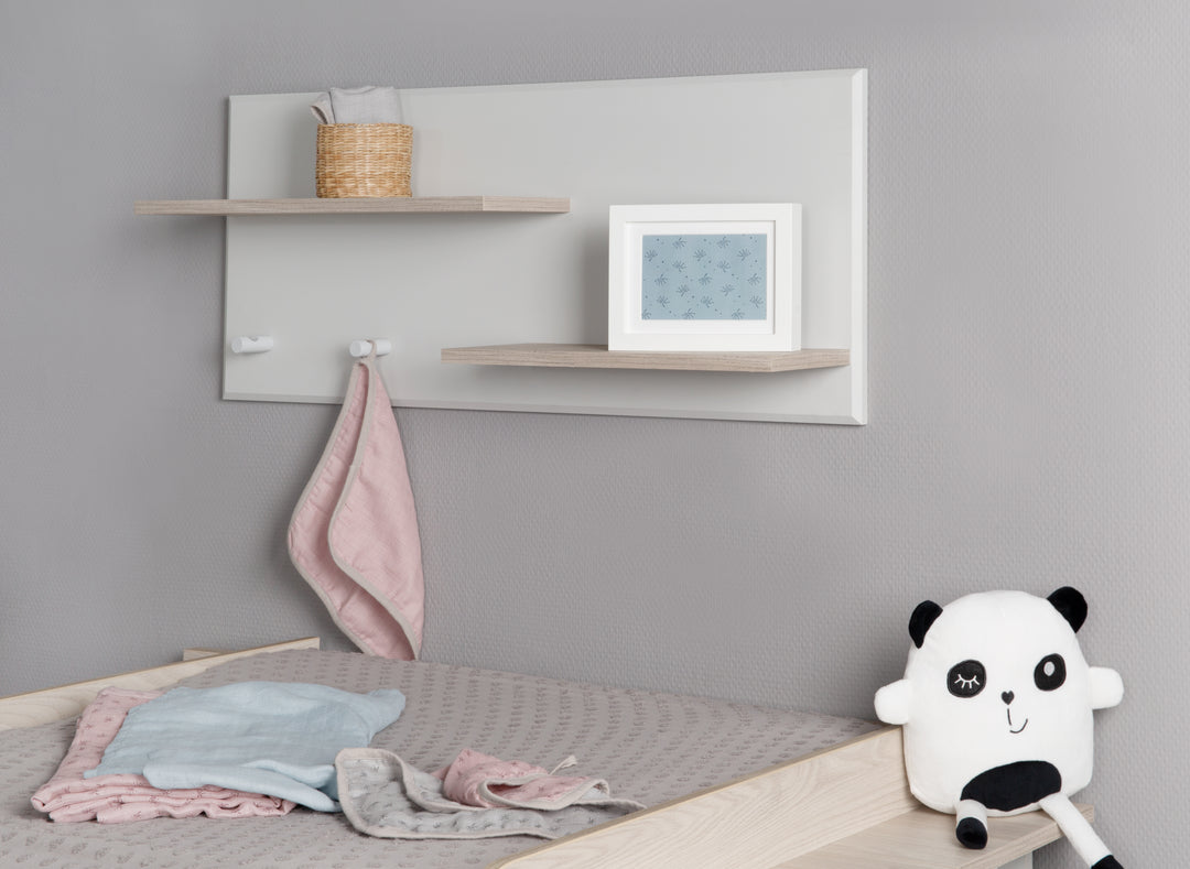 Wandregal 'Helene', passend zur Wickelkommode 'Helene', für Baby- & Kinderzimmer, Lichtgrau – Detailbild (4/5)