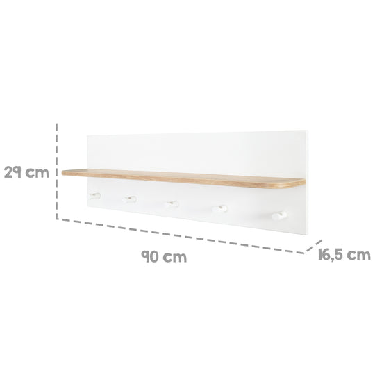 Wandgardarobe 'Ava‘ mit Ablage & 5 Garderobenhaken, HxBxT: 28,5 x 90 x 16,5 cm – Infografik (5/11)