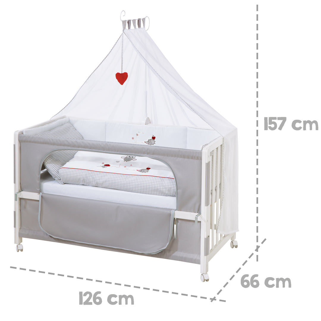 Room Bed 'Adam & Eule', 60 x 120 cm, Beistellbett zum Elternbett, komplette Ausstattung – Infografik (3/6)