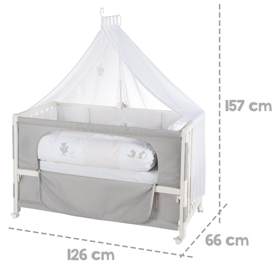 Room Bed 'Fox & Bunny', 60 x 120 cm, höhenverstellbar, Beistellbett zum Elternbett mit kompletter Ausstattung – Infografik (11/13)