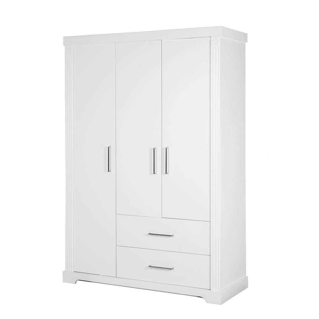 Wardrobe 'Maxi', 3 Doors, 2 Drawers, in Moderem Country-House Style, White – Cutout (1/7)