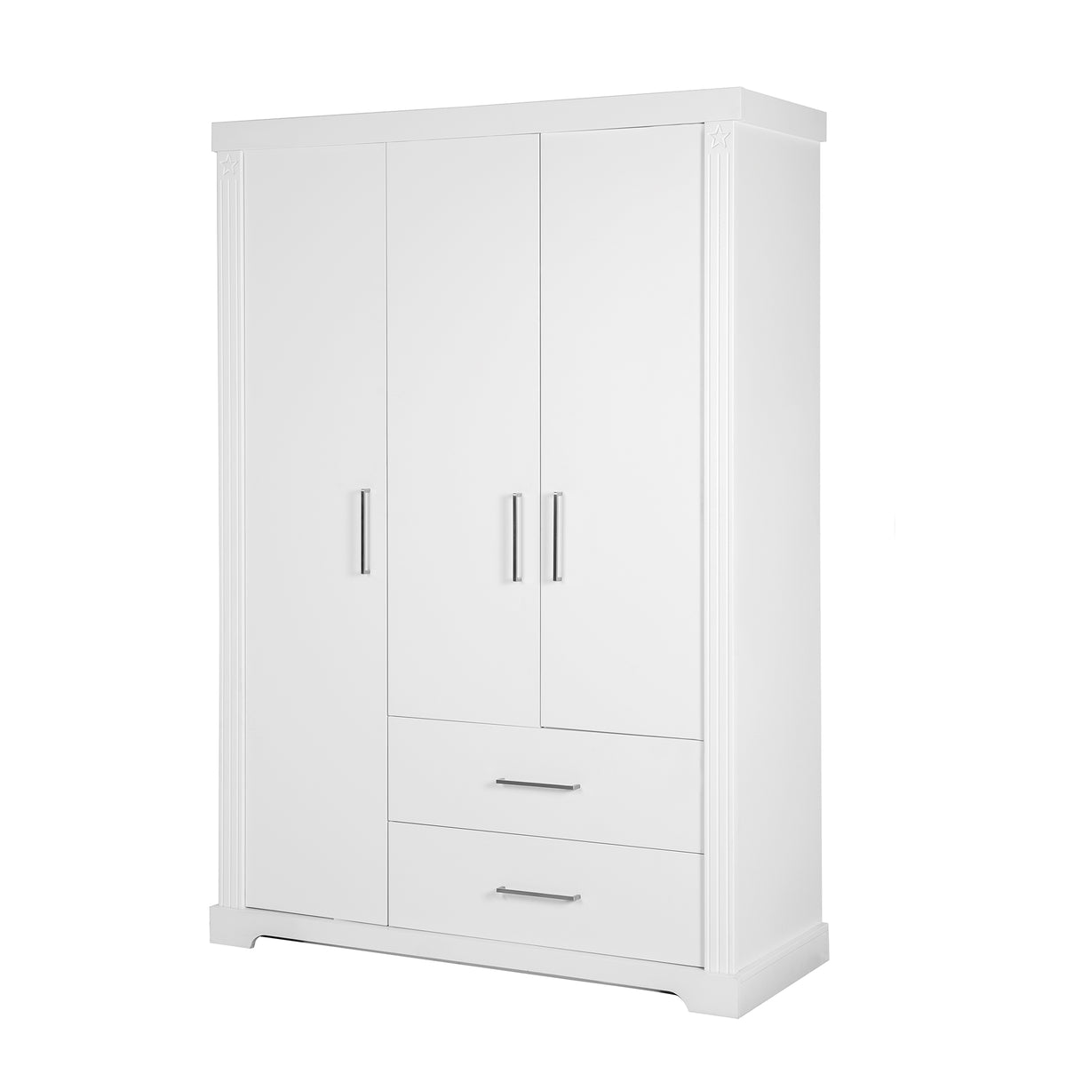 Wardrobe 'Maxi', 3 Doors, 2 Drawers, in Moderem Country-House Style, White – Cutout (1/7)