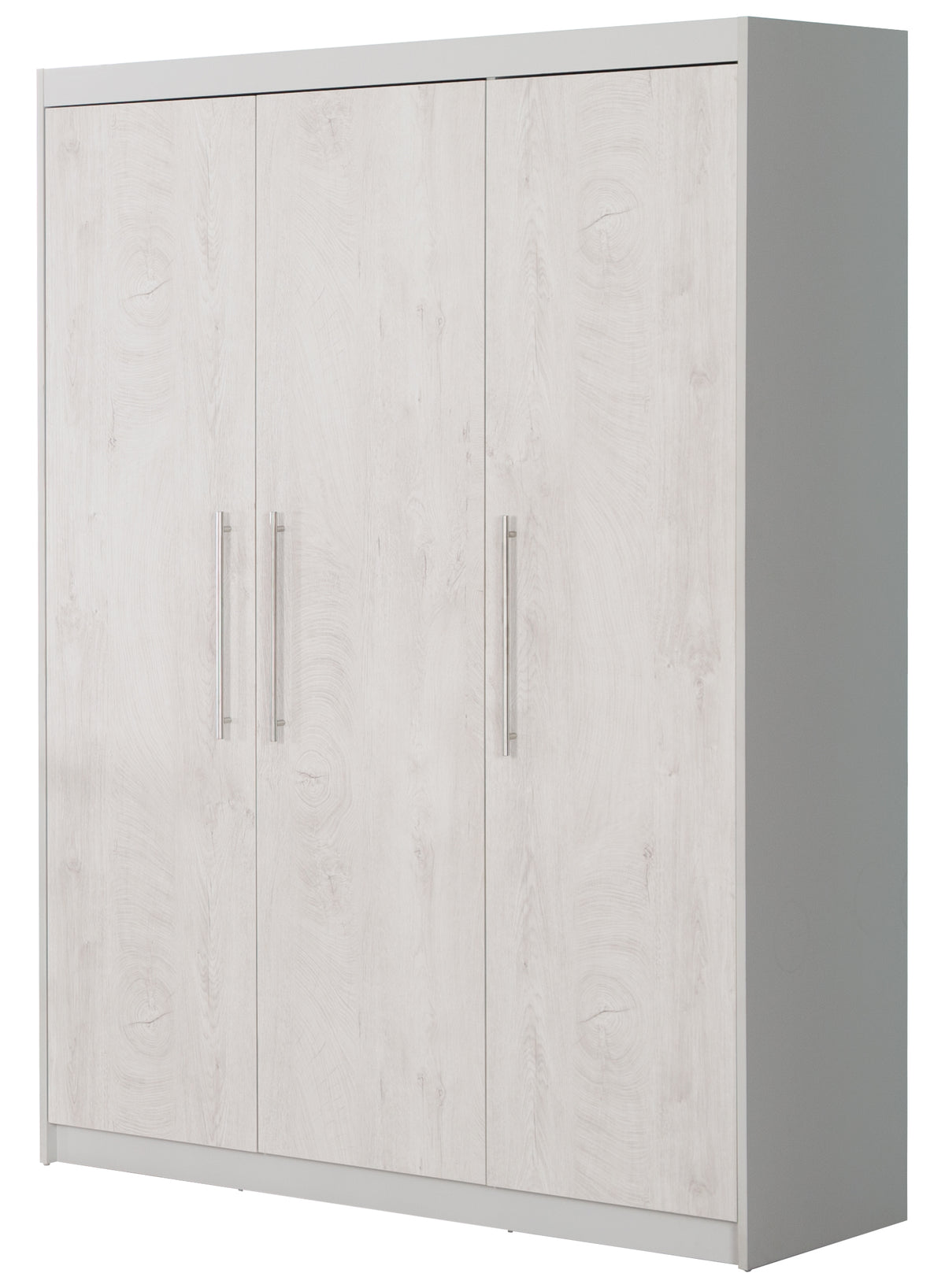 Wardrobe 'Maren 2', 3-Doors, 6 Shelves, Hinged-Door Wardrobe, Light Grey & White – Product Image (1/4)