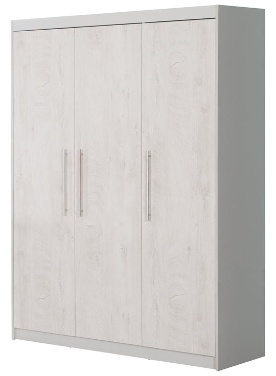 Wardrobe 'Maren 2', 3-Doors, 6 Shelves, Hinged-Door Wardrobe, Light Grey & White – Product Image (1/4)