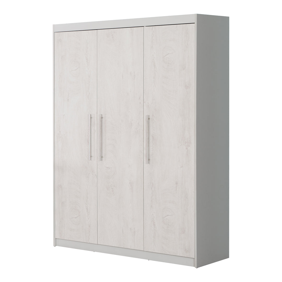 Kinderzimmerset 'Maren 2', inkl. Kombi-Bett 70 x 140 cm, Wickelkommode breit & 3-türigem Schrank, Lichtgrau/Gekalkte Eiche – Produktbild (9/12)