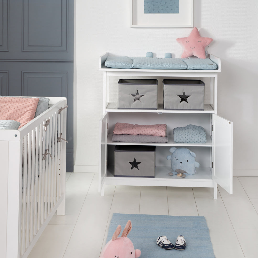 Changing Table 'Hamburg' with Changing Top Attachment, 2 Doors, 2 Boxes & Wall Mount, Changing Height 92 cm – Lifestyle Image (7/10)