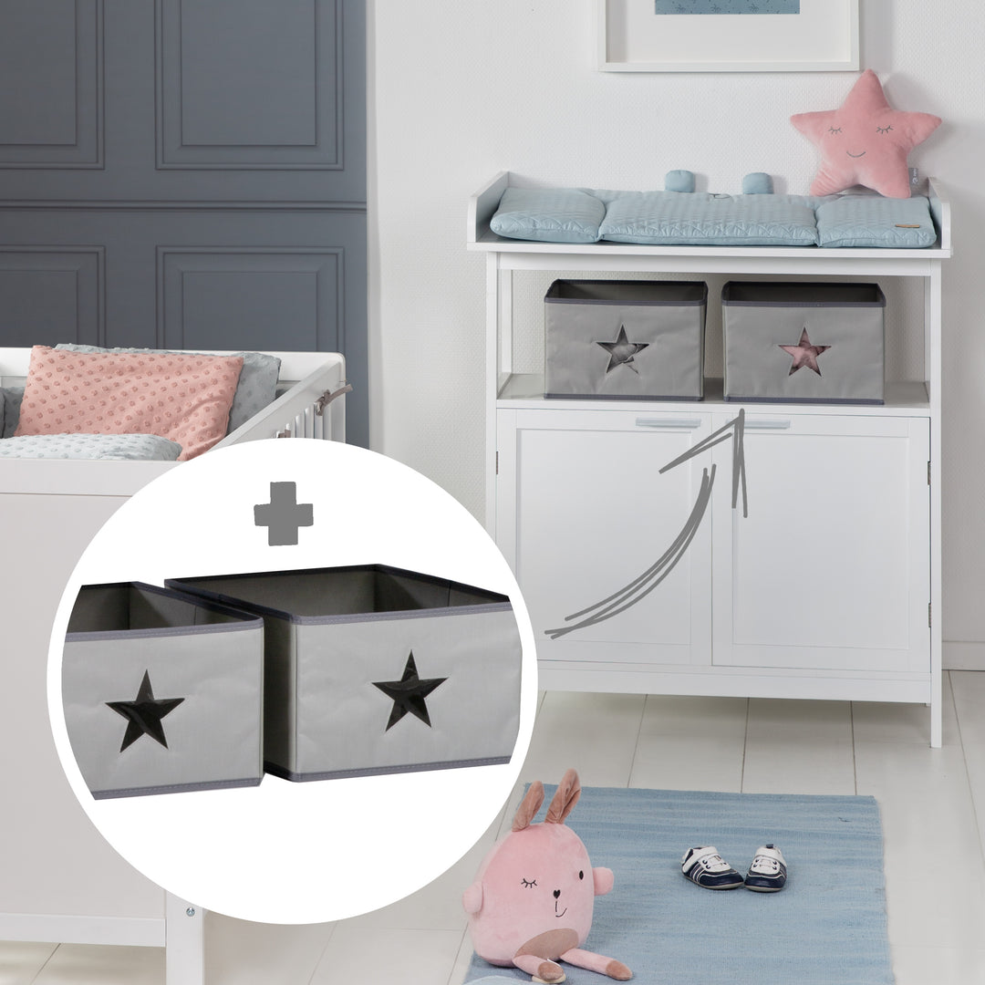 Changing Table 'Hamburg' with Changing Top Attachment, 2 Doors, 2 Boxes & Wall Mount, Changing Height 92 cm – Lifestyle Image (3/10)