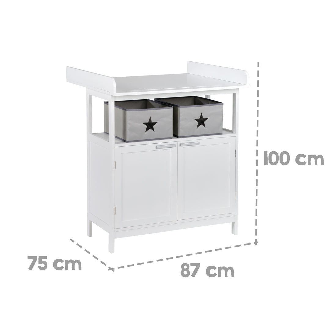 Changing Table 'Hamburg' with Changing Top Attachment, 2 Doors, 2 Boxes & Wall Mount, Changing Height 92 cm – Infographic (9/10)