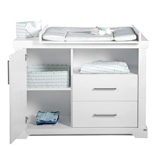 Ensemble de mobilier enfant 'Maxi' blanc incl. lit combiné, 70 x 140 cm & large commode à langer – Détourage (10/11)