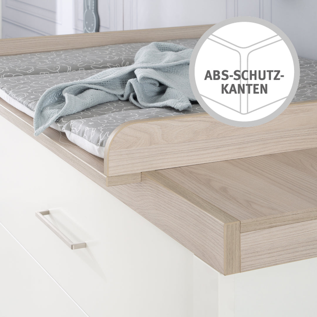 Zimmerset 'Lucy' 3-teilig, inkl. Kombi-Kinderbett 70 x 140, Wickelkommode & Schrank 3-türig – Infografik (11/17)