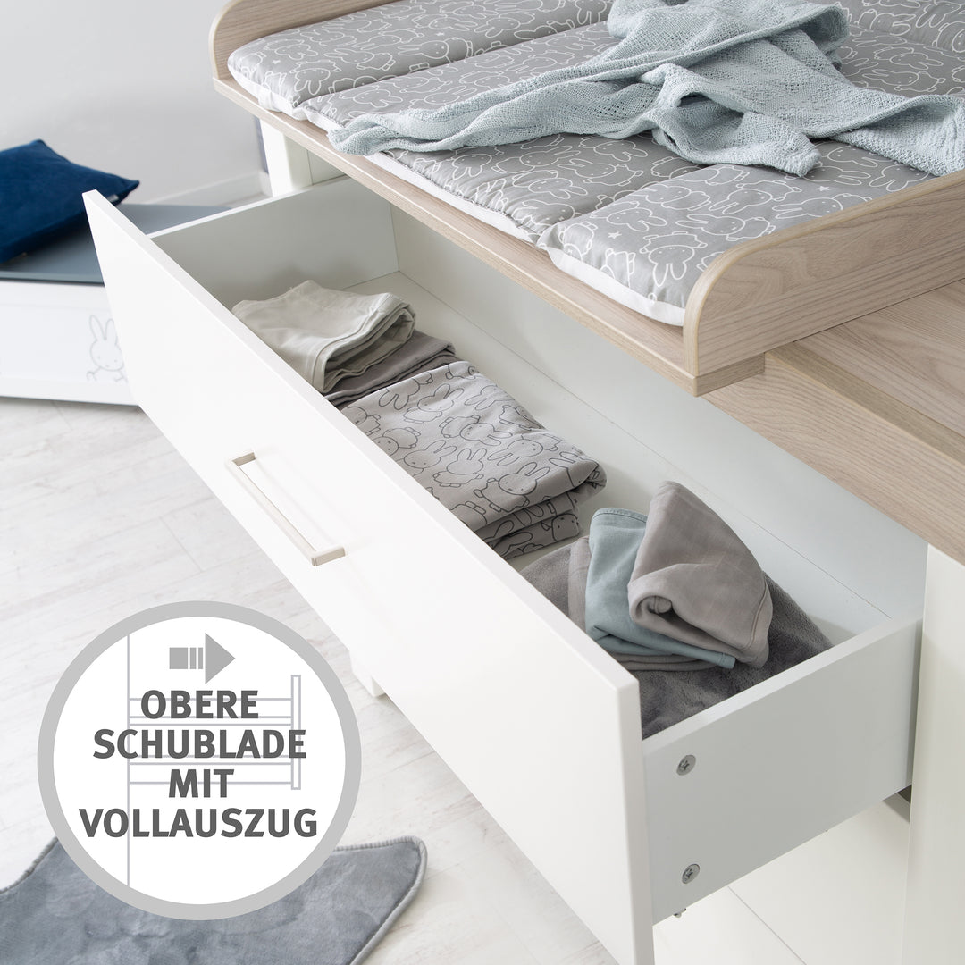 Zimmerset 'Lucy' 3-teilig, inkl. Kombi-Kinderbett 70 x 140, Wickelkommode & Schrank 3-türig – Infografik (9/17)