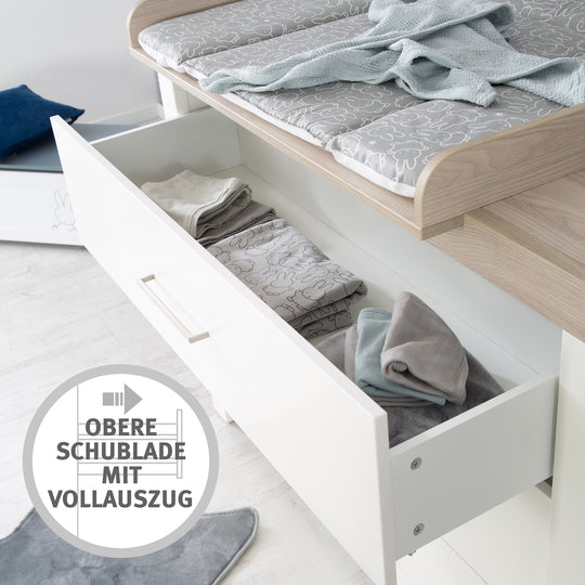 Zimmerset 'Lucy' 3-teilig, inkl. Kombi-Kinderbett 70 x 140, Wickelkommode & Schrank 3-türig – Infografik (9/17)