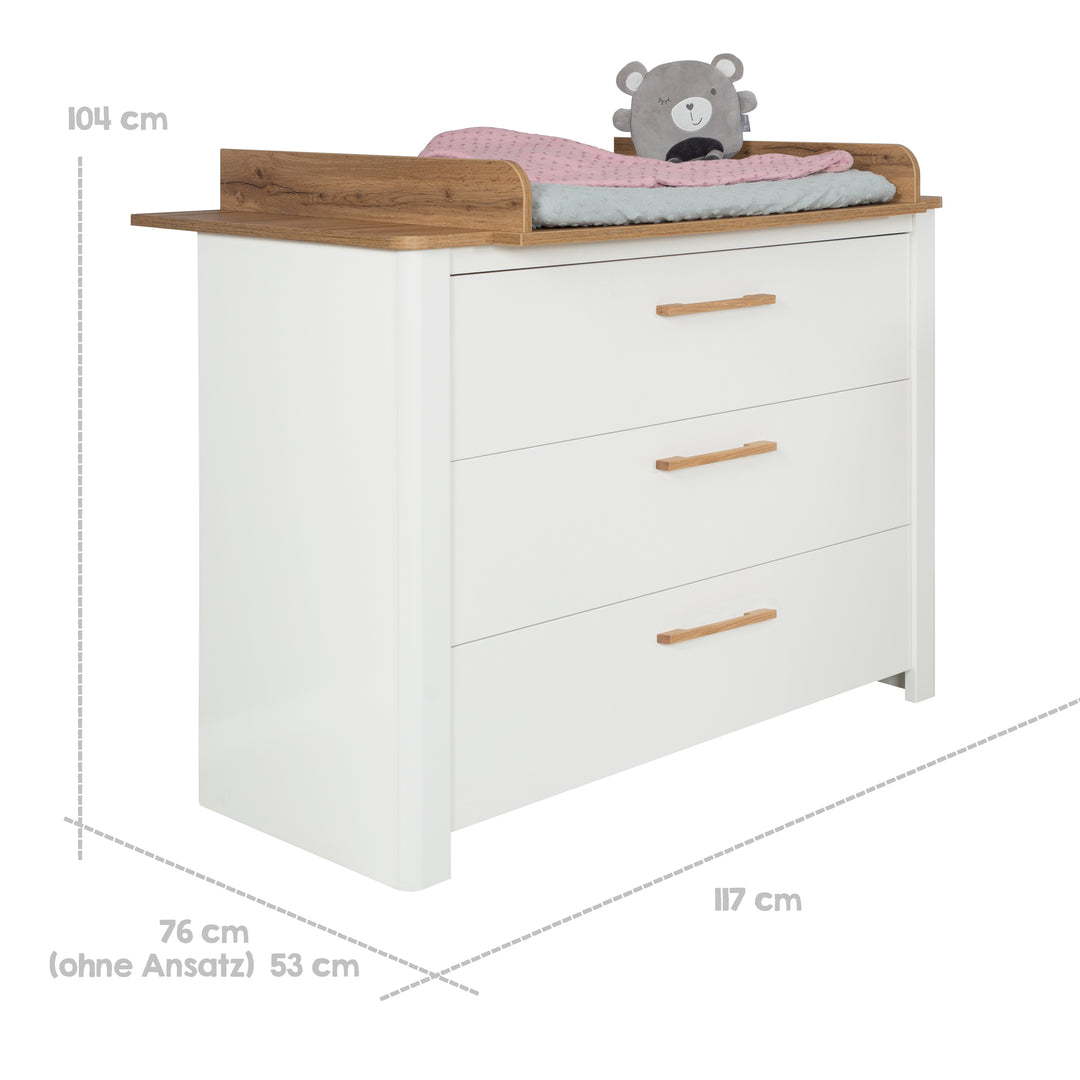 Children's Room Set 'Ava' 3-Piece, incl. Children's Bed 70x140 cm, Changing Table & Cabinet 3-Door – Infographic (14/23)