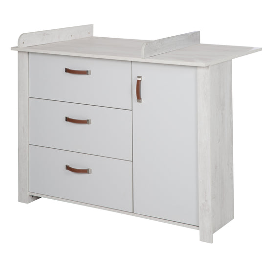Set de muebles 'Mila', incl. cama bebés/niños 70 x 140 cm & cómoda cambiador, gris/blanco – Foto del producto (7/10)