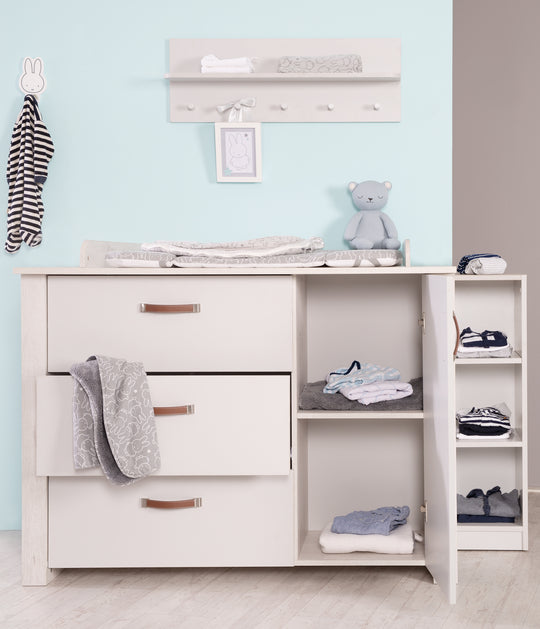 Ensemble chambre d'enfant 'Mila', incl. lit combiné 70 x 140 cm, commode à langer & 3portes armoire, gris/blanc – Photo du produit (10/16)