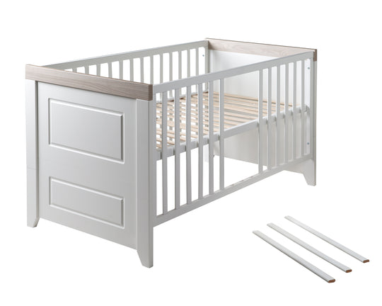 Zimmerset 'Felicia' inkl. Kombi-Bett 70 x 140 cm, Wickelkommode & 3-türigem Schrank, Luna Elm / weiß – Freisteller (6/21)