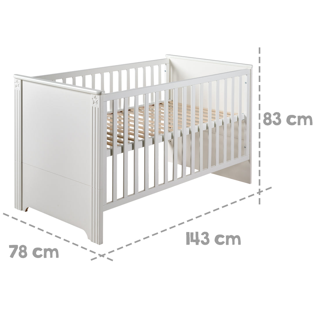 Lettino combinato 'Maxi', 70 x 140 cm, 3posizioni regolabile in altezza, trasformabile per letto junior – Infografica (4/13)