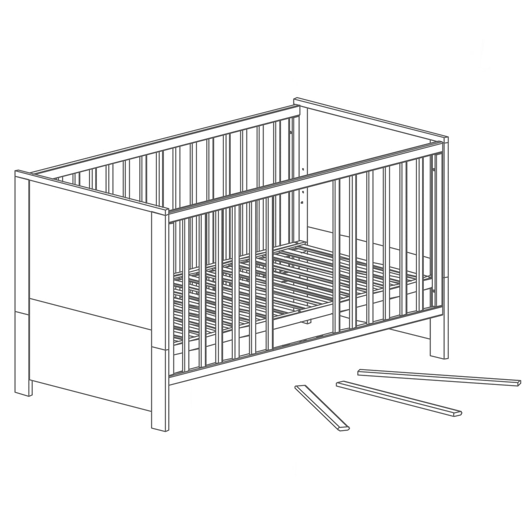Kombi-Kinderbett 'Olaf', 70 x 140 cm, höhenverstellbar, 3 Schlupfsprossen, umbaubar – Produktbild (7/8)