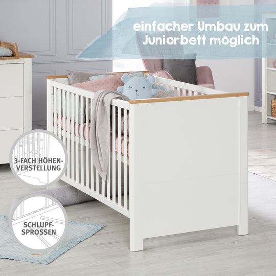 Set de muebles 'Ava‘ 2piezas, incl. cuna combinada 70 x 140 cm & cómoda cambiador profundidad de armario – Infografía (9/19)