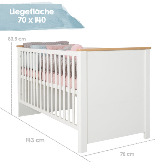 Children's Room Set 'Ava' 3-Piece, incl. Children's Bed 70x140 cm, Changing Table & Cabinet 3-Door – Infographic (10/23)