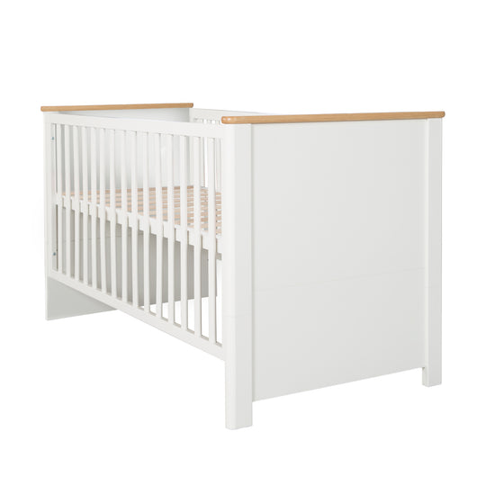 Convertible Cot Bed 'Ava' 70 x1 40 cm, Convertible for Junior Bed, White, Decor in 'Artisan oak' – Cutout (1/8)