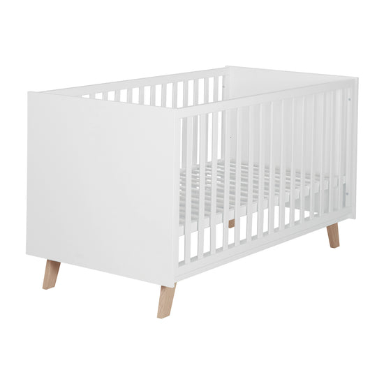 Combi Children's Bed 'Smile' 70x140 - Height-Adjustable - Feet Made of Oak Solid - White – Cutout (1/6)