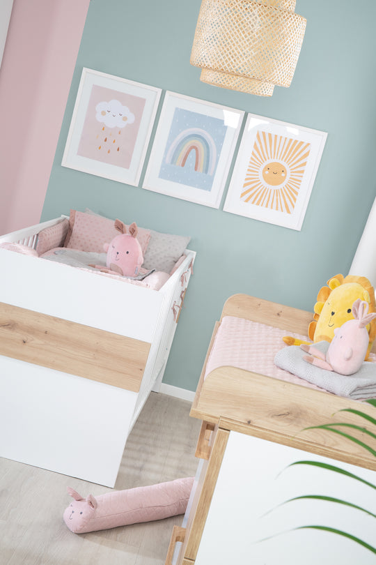 Kombi-Kinderbett 'Lion' 70x140 - 3-fach höhenverstellbar - Weiß & Holzdekor 'Artisan Eiche' – Sonderbild (11/12)