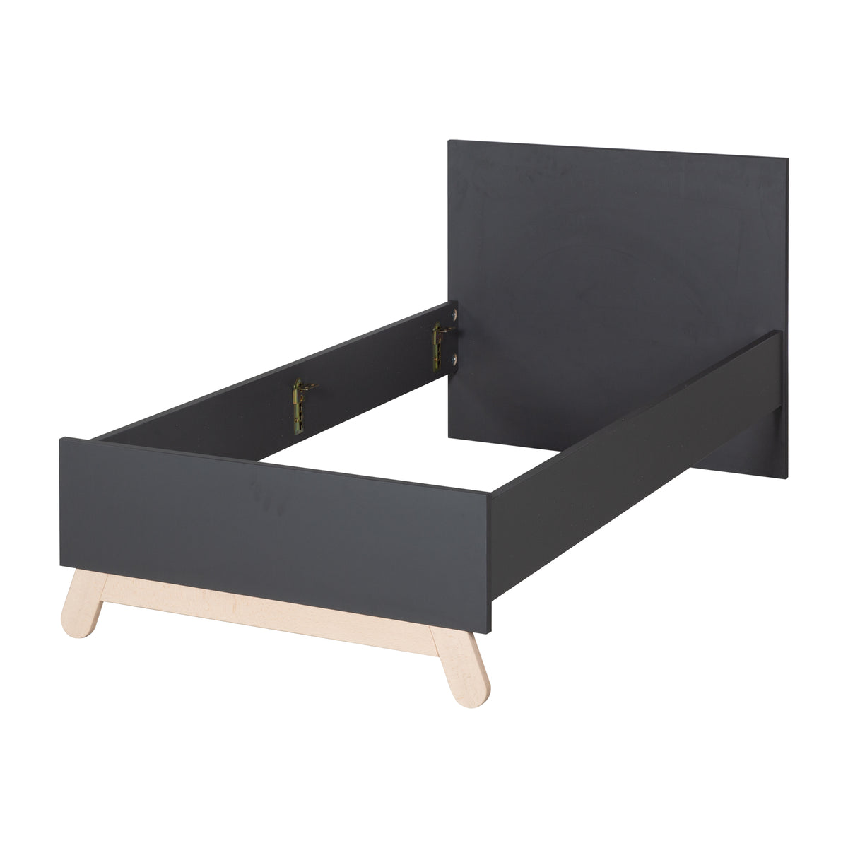 Letto per ragazzi 'Jara' 90 x 200 cm - Decoro antracite - Piedini in legno massello-faggio – Ritaglio (1/9)
