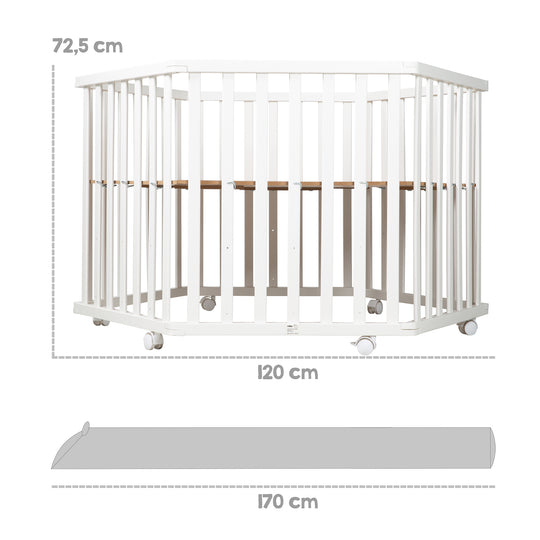 Parc 'roba Style', 6côtés, incl. gris protection intérieure & roulettes, bois blanc – Infographie (11/15)