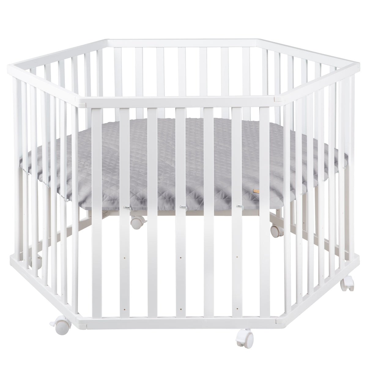 Parc 'roba Style', 6côtés, incl. gris protection intérieure & roulettes, bois blanc – Détourage (1/15)