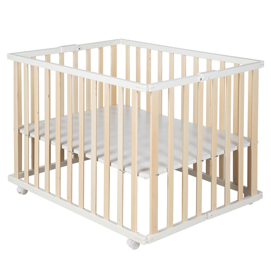 Laufgitter klappbar, bicolor, 75 x 100 cm, platzsparendes Spielgitter inkl. Rollen – Freisteller (3/13)
