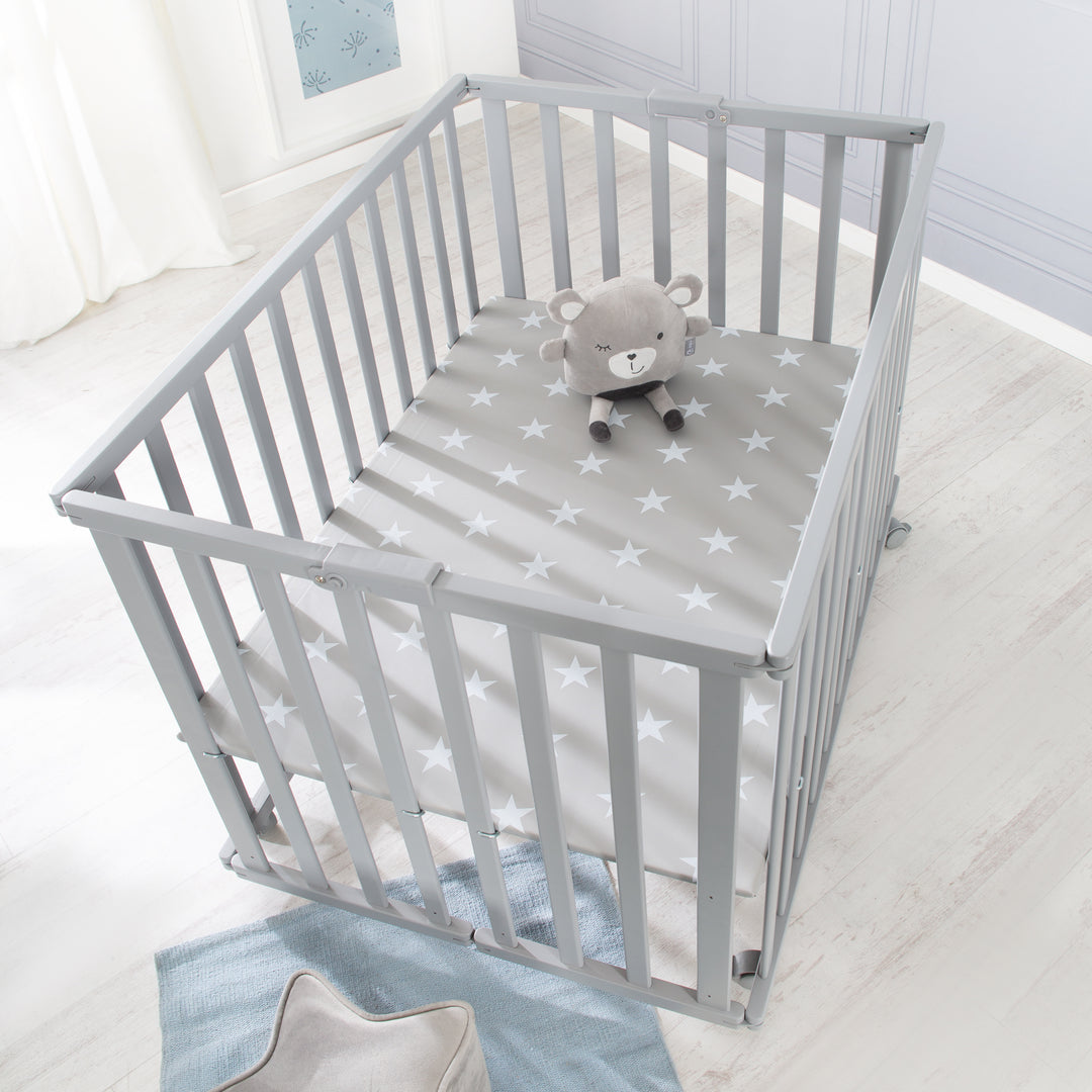 Parc pliable, taupe, 75 x 100 cm, peu encombrant parc incl. roulettes – Photo d'ambiance (5/12)