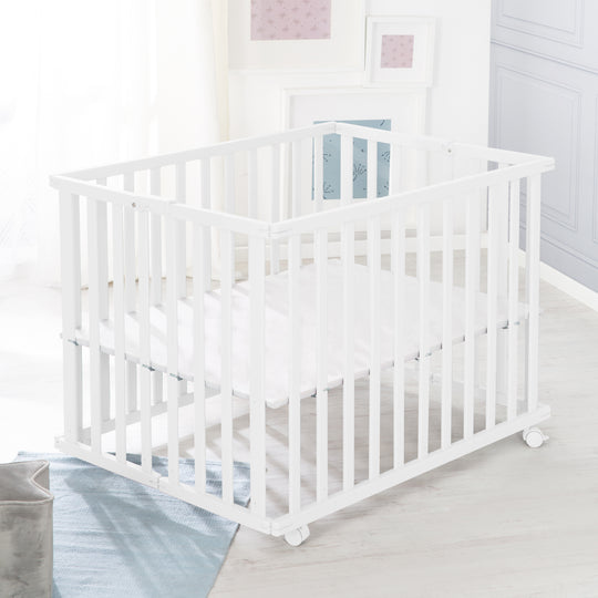 Parc pliable, blanc, 75 x 100 cm, peu encombrant parc incl. roulettes – Photo du produit (2/13)