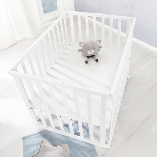 Parc pliable, blanc, 75 x 100 cm, peu encombrant parc incl. roulettes – Photo d'ambiance (5/13)
