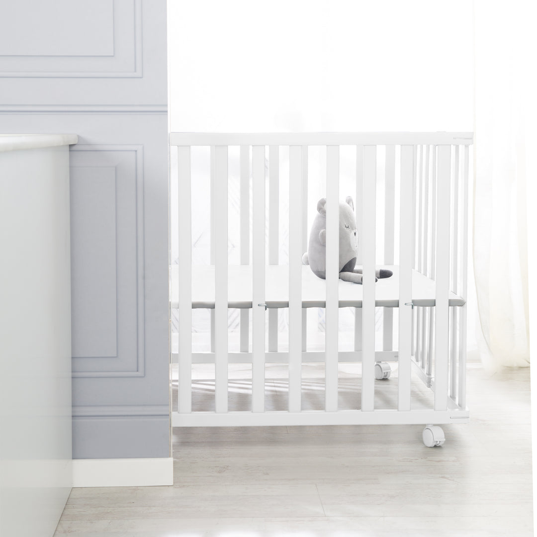 Parc pliable, blanc, 75 x 100 cm, peu encombrant parc incl. roulettes – Photo d'ambiance (6/13)