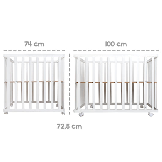 Parc pliable, blanc, 75 x 100 cm, peu encombrant parc incl. roulettes – Infographie (7/13)