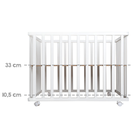 Parc pliable, blanc, 75 x 100 cm, peu encombrant parc incl. roulettes – Infographie (8/13)