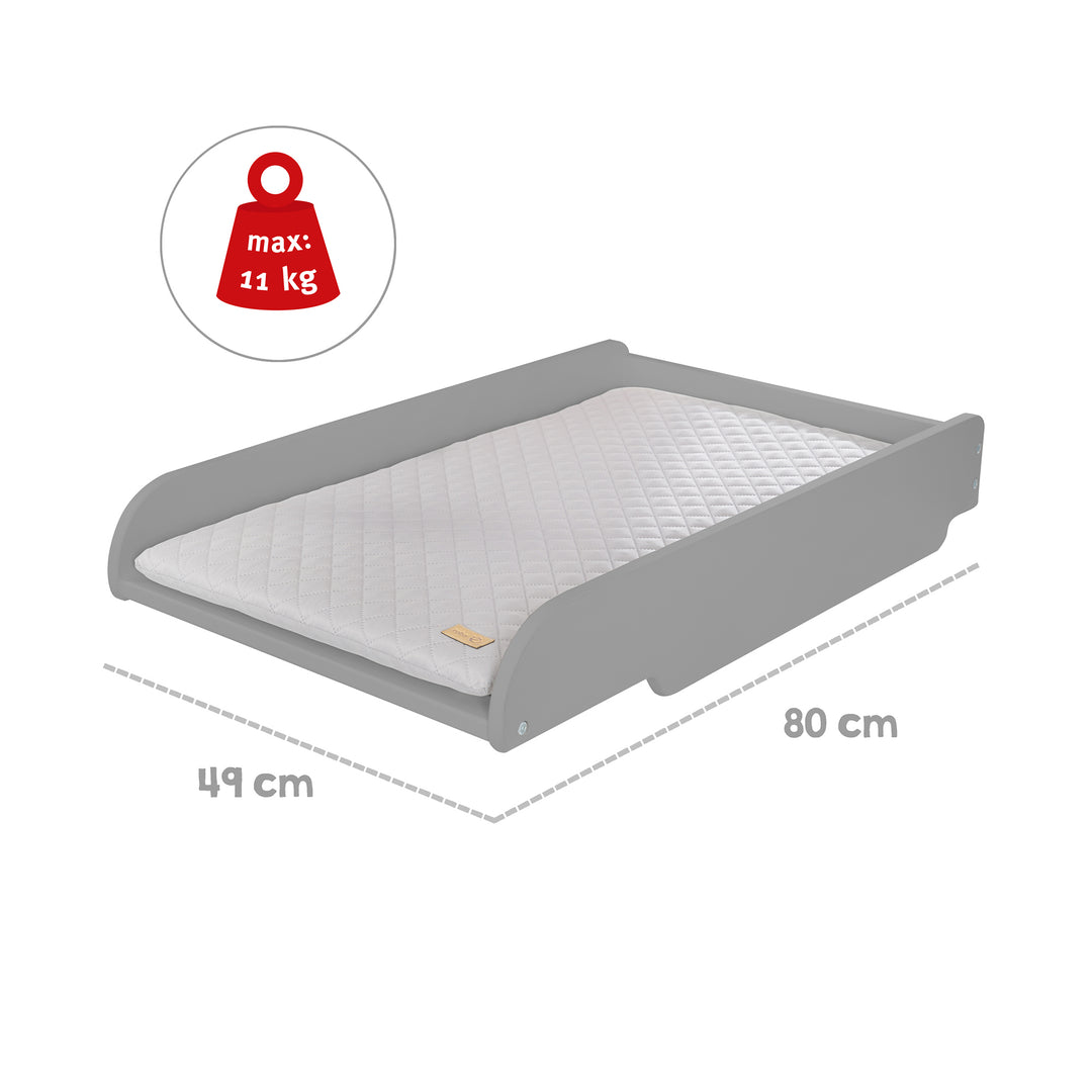 Hausbett 60 x 120 cm, FSC zertifiziert, taupe, 6-fach verstellbar, als Baby- & Beistellbett geeignet – Infografik (10/13)